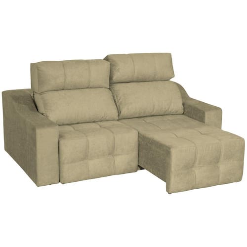 Sofá 3 Lugares Connect Slim Retrátil E Reclinável Suede Amassado - Bege 1,90m Menor preço em Sofá 3 Lugares Connect Slim Retrátil E Reclinável Suede Amassado - Bege 1,90m