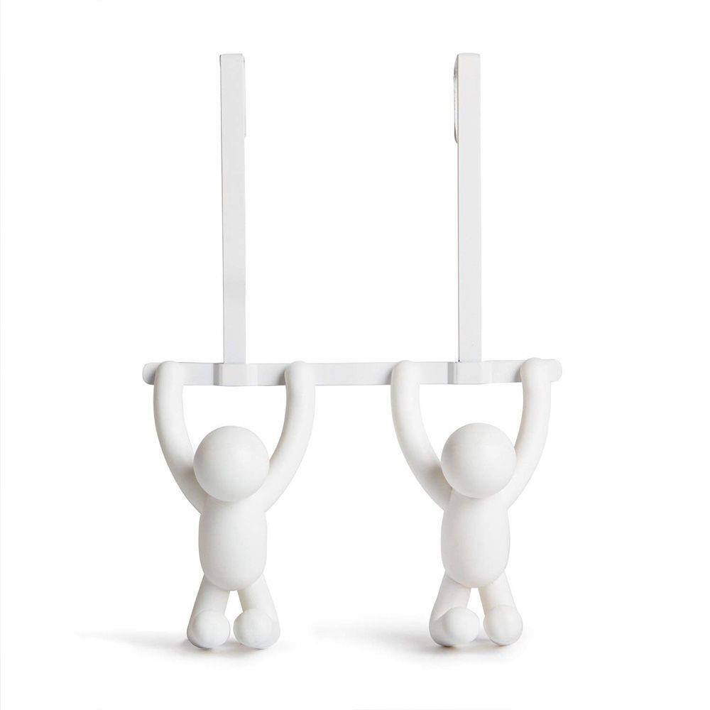 Cabideiro de Parede ou Porta Buddy Plástico 2 Ganchos Branco Umbra