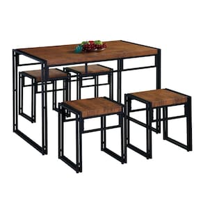 Conjunto de Mesa Wooden com 4 Bancos