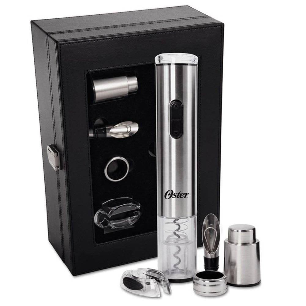 Kit Abridor De Vinho Oster Com Cortador De Alumínio Anel Anti Gotas E Decantador Para Despejar