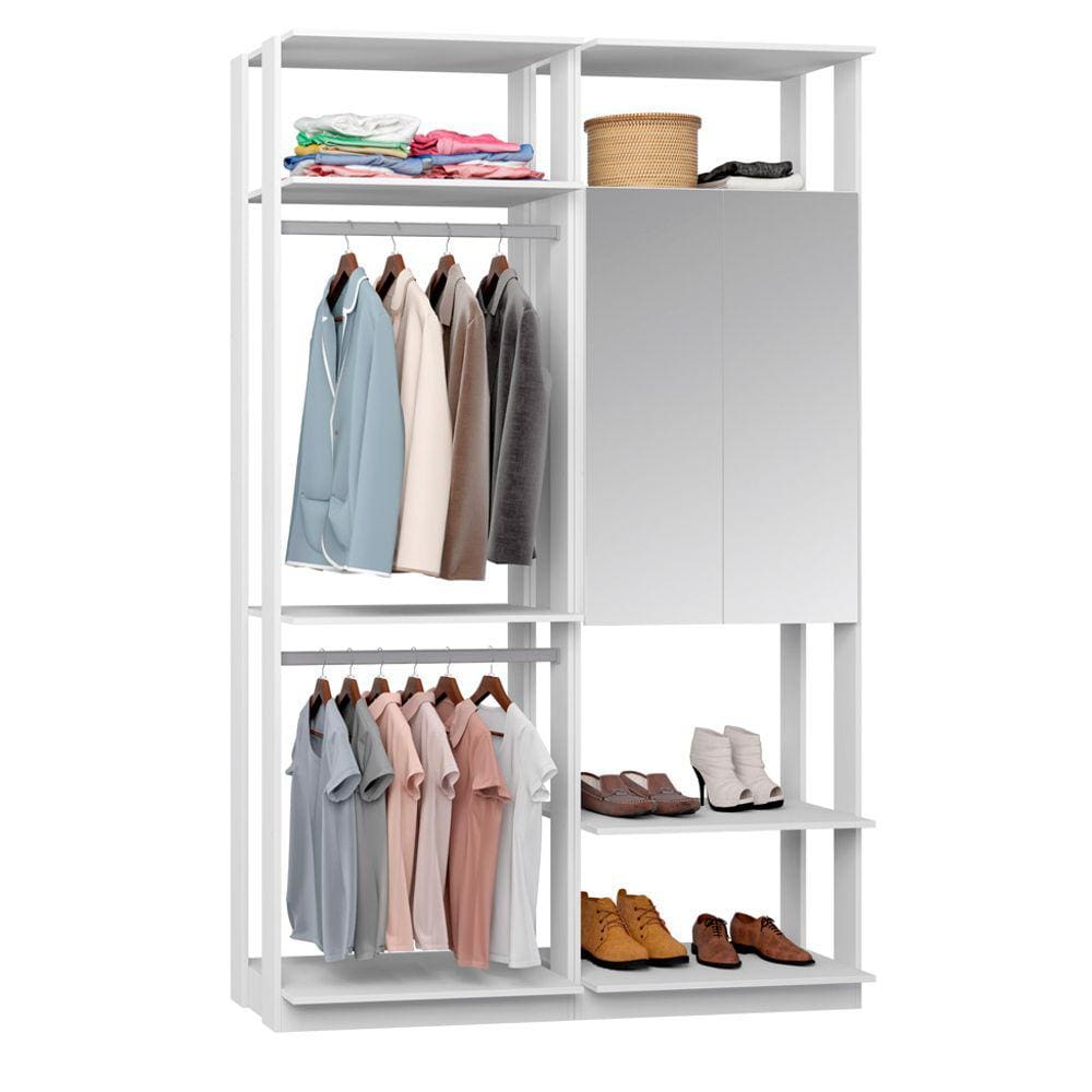 Guarda-Roupa Solteiro Modulado Clothes com Espelho 2 Portas