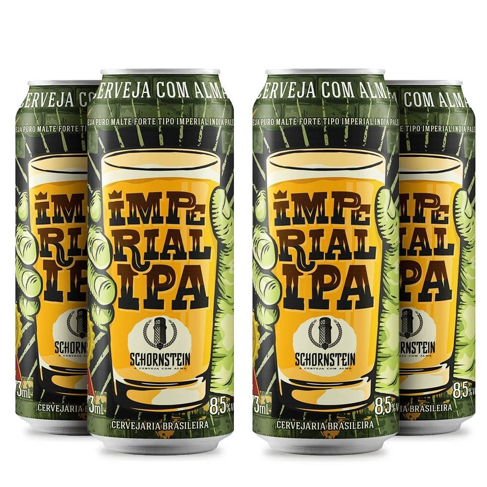 Pack 4 cervejas artesanal Schornstein Imperial IPA Lata 473ml