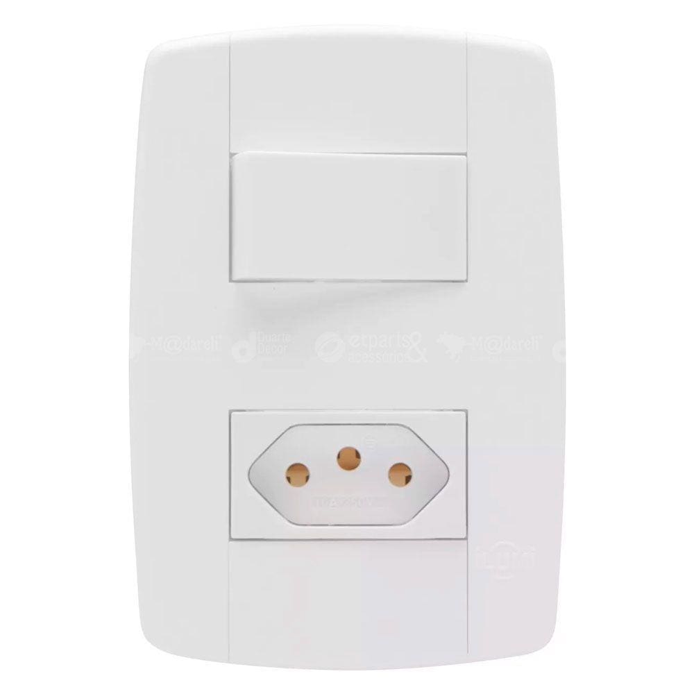 Interruptor Simples com Tomada 10A 250V Modular Ilumi Lev