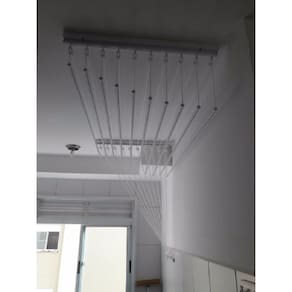 Varal De Teto Individual 10 Varetas Alumínio Branco 120cm
