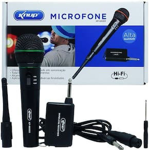 Microfone sem Fio - Profissional Wireless P10 para Karaokê e Caixa de Som Knup KP-M0005