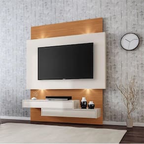 Painel Para Tv Até 42 Polegadas 2 Gavetas E Led Off White/Freijo