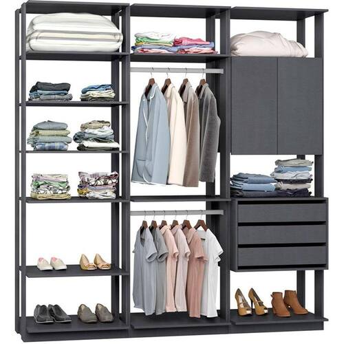Closet Modulado 1 Armário C/ 3 Gavetas e 2 Cabideiros Clothes 9009 ? BE Mobiliário Menor preço em Closet Modulado 1 Armário C/ 3 Gavetas e 2 Cabideiros Clothes 9009 ? BE Mobiliário