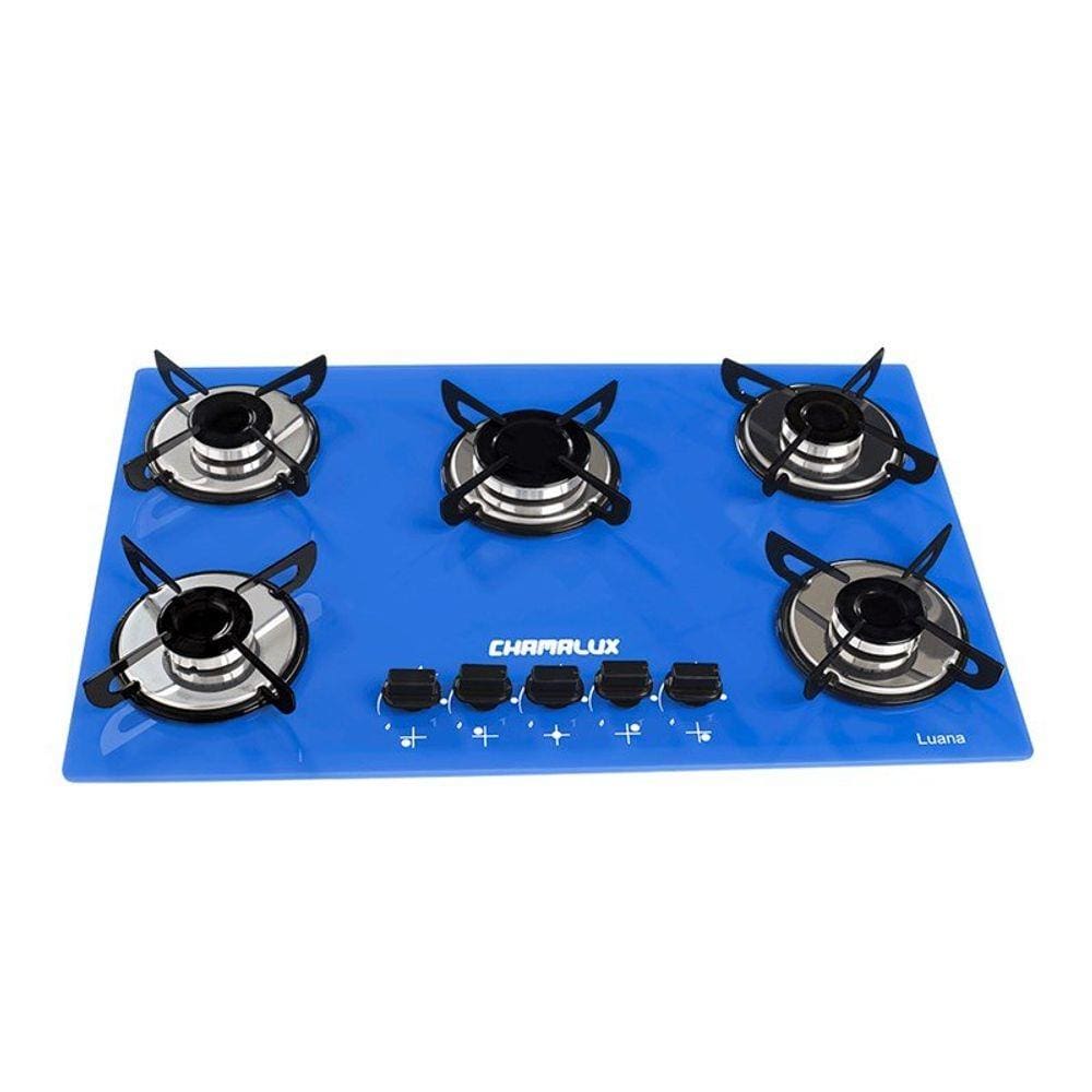 Fogão Cooktop ultra chama 5 bocas Azul - Chamalux