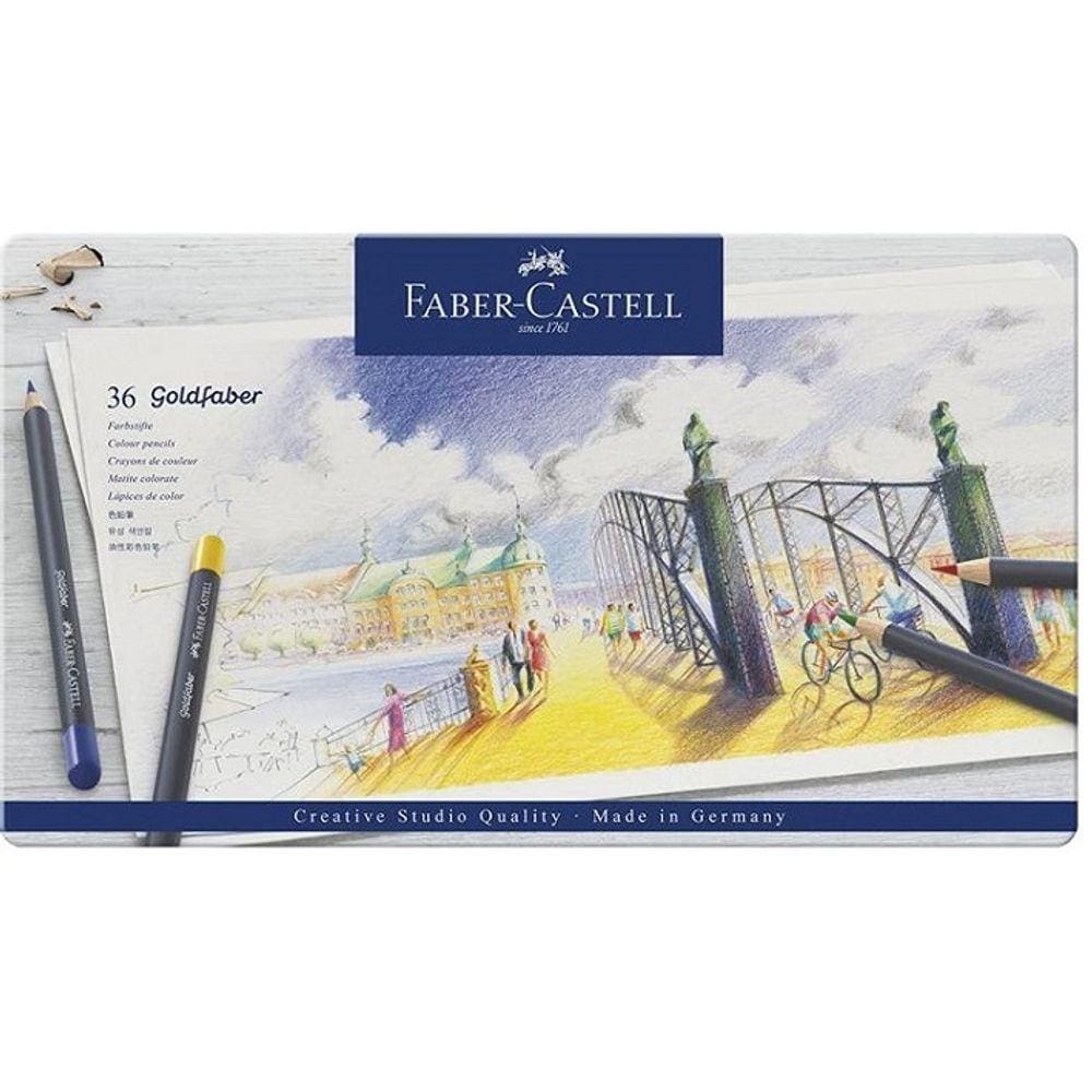 Lápis de Cor Faber Castell Goldfaber Metálico - Estojo Metal 036 Cores 114736