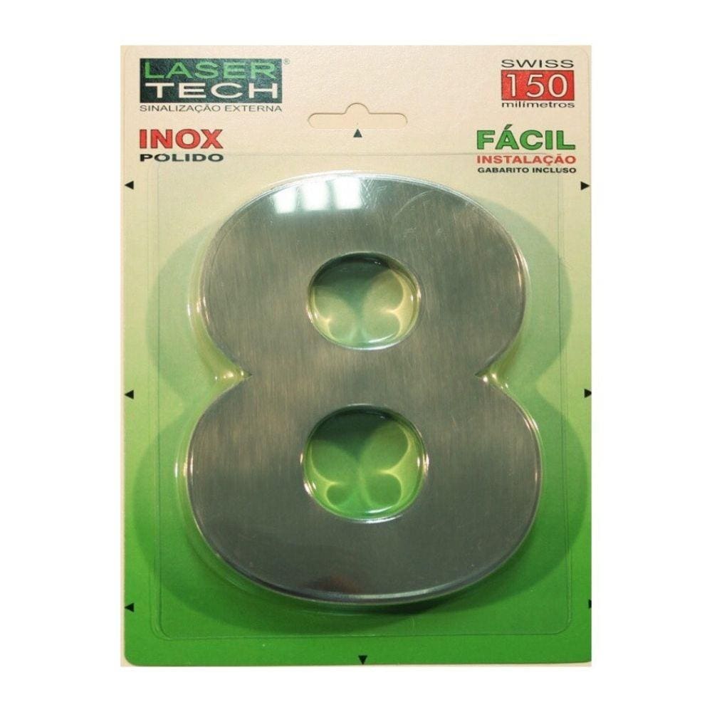 Números Inox (algarismos) - Para Fachadas - 15cm - (Nº 8)