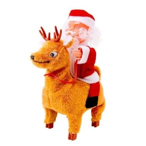 Papai Noel Com Rena Musical E Movimento 22cm X 7cm X 6,5cm