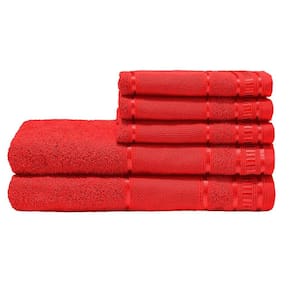Jogo de Banho Premium Algodão Felpuda 5 Peças Vermelho