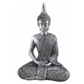 Buda Hindu Prata Tibetano Tailandês Sidarta Resina 20cm