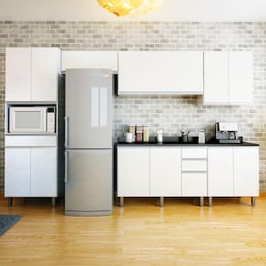 Armário de Cozinha Completa Top Class 6 Peças com Balcão Branco / Grafite
