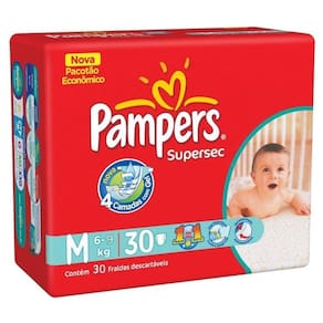 Fralda Descartável Pampers Supersec Pacotão M 30 Unidades