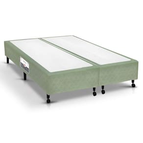 Cama Box Castor Poli Verde Queen - 1,58x1,98x0,23