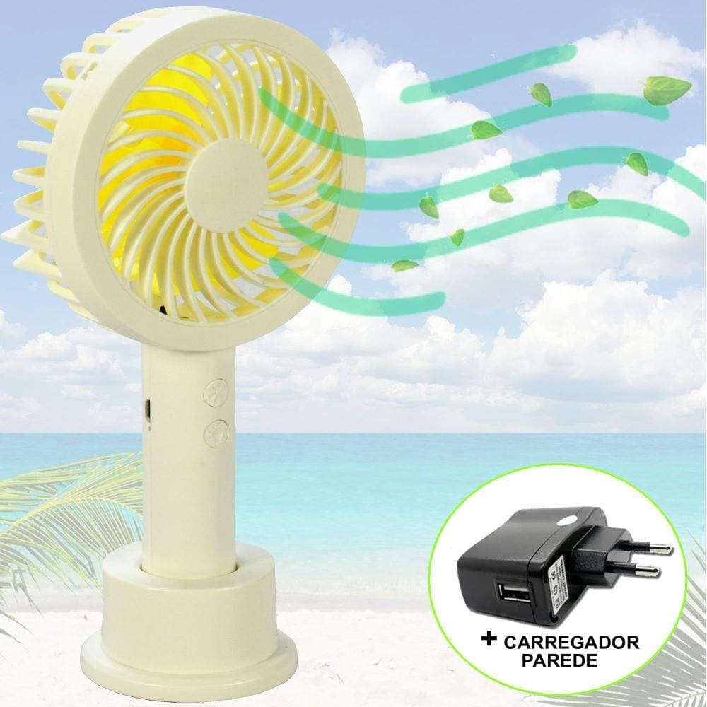 Mini Ventilador Portátil Recarregável + adaptador Amarelo CBRN07271