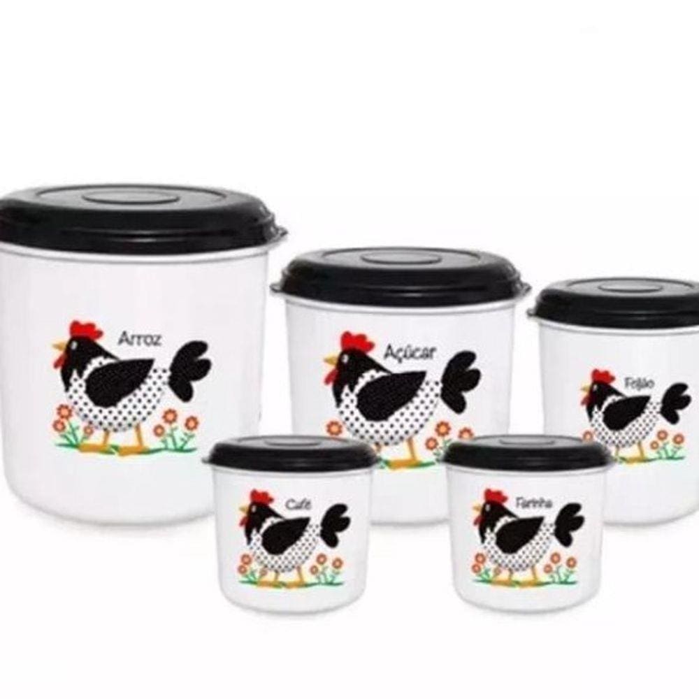 Pote Plastico Conjunto Mantimento Galinha 5 Peças