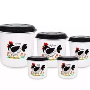 Pote Plastico Conjunto Mantimento Galinha 5 Peças