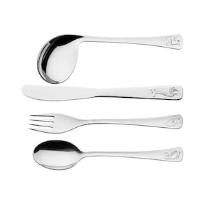 Jogo De Talheres Infantil Aço Inox Baby 4 Peças Tramontina