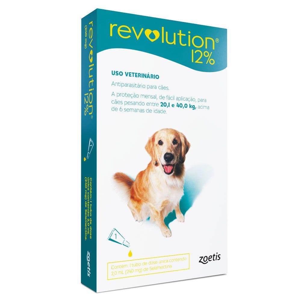 Antipulgas e Carrapatos Zoetis Revolution 12% para Cães de 20 a 40kg de 240mg