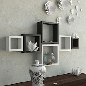 Nicho Decorativo Mdf Kit 6 Unidades - Cor Preto Branco