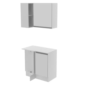 Kit Canto Reto Madesa Smart 2 Portas e Nicho com tampo