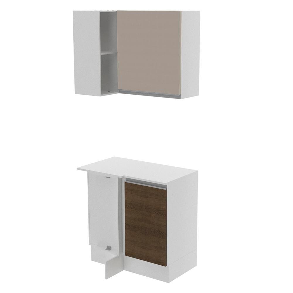 Kit Canto Reto Madesa Smart 2 Portas e Nicho com tampo