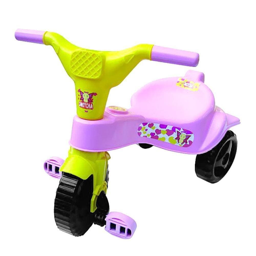 Motoca Triciclo Infantil com Empurrador Encantando Rosa