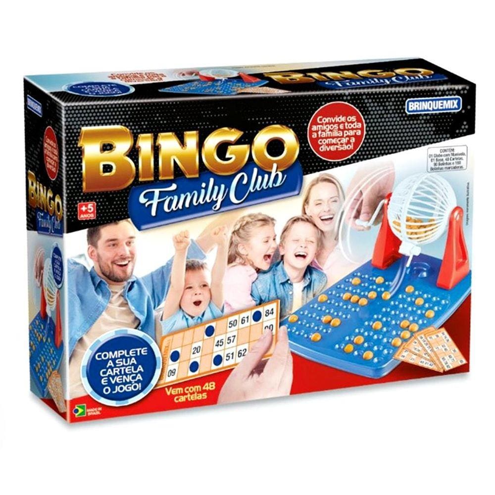 Jogo Bingo Family Club com 48 Cartelas - Brinquemix Bfc160