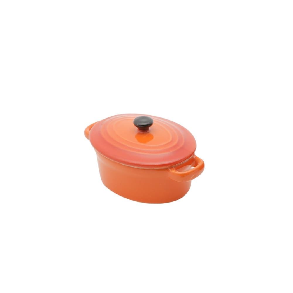 Mini panela oval porcelana, com tampa - Laranja