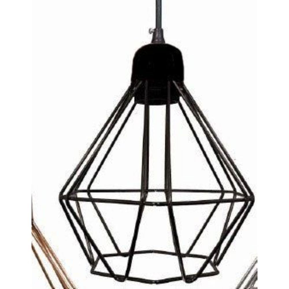 Pendente Aramado Diamante Preto 1E27 22CM