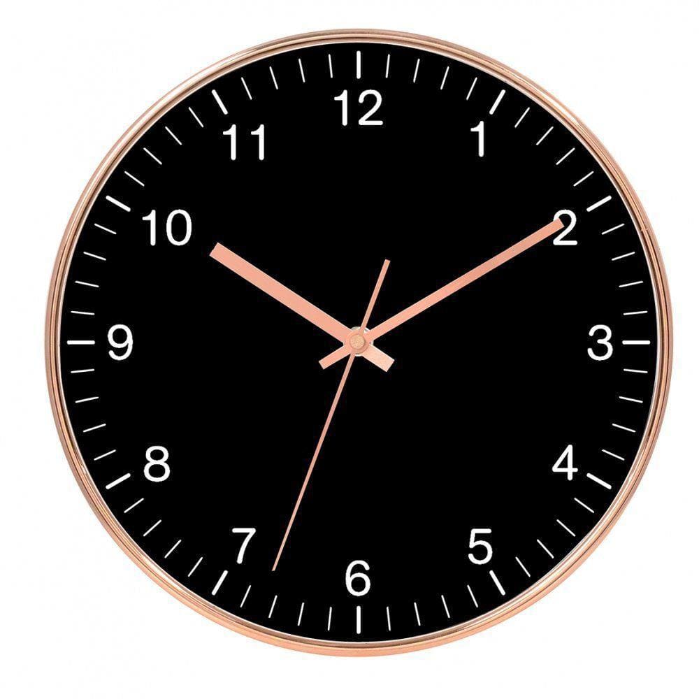 Relogio de Parede Decorativo Preto/Rose 30CM ZQ0014
