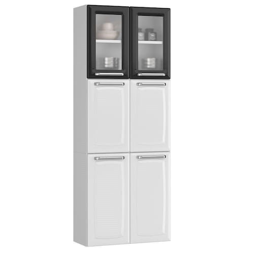 imagem-Paneleiro de Cozinha Luce IPLDV-70 MX - Branco/Preto - Aço/Duplo c/ 6 Portas - 2 c/vidro