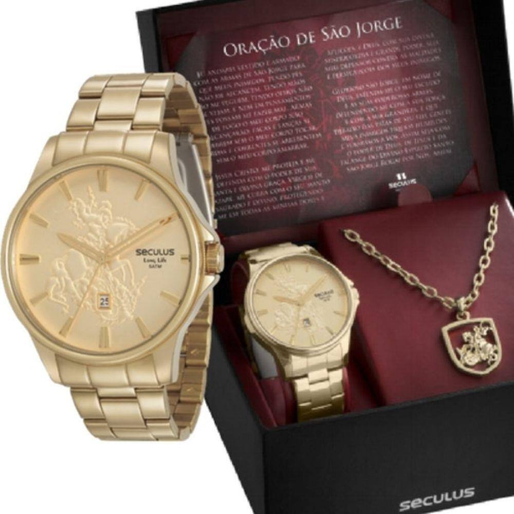 Relógio masculino seculus dourado são jorge 28933GPSKDA1K1 | Casas Bahia