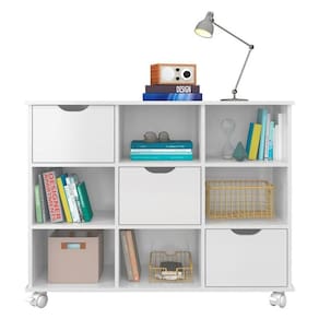 Nicho Organizador 3 Gavetas com Rodízios Branco - Qmovi