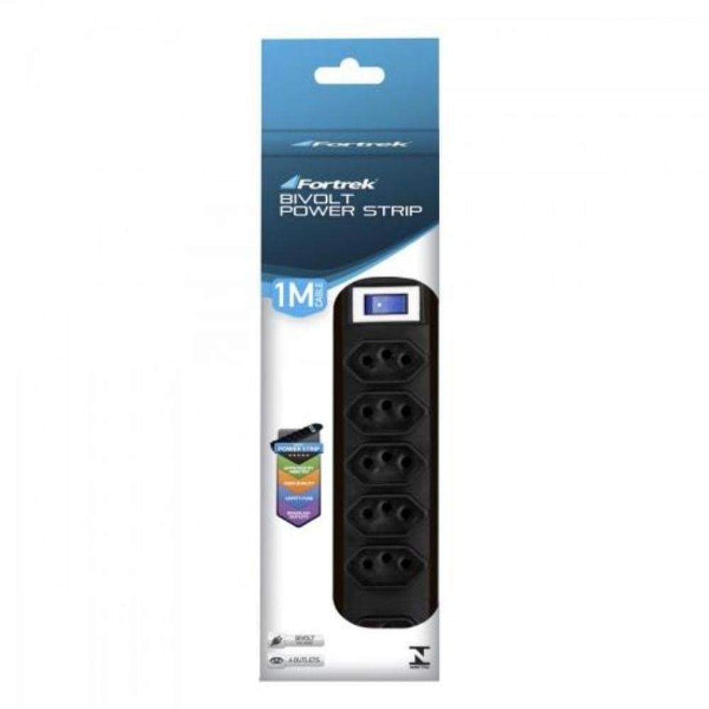 Filtro De Linha 6 Tomadas 2PT Pst-101 Preto Fortrek
