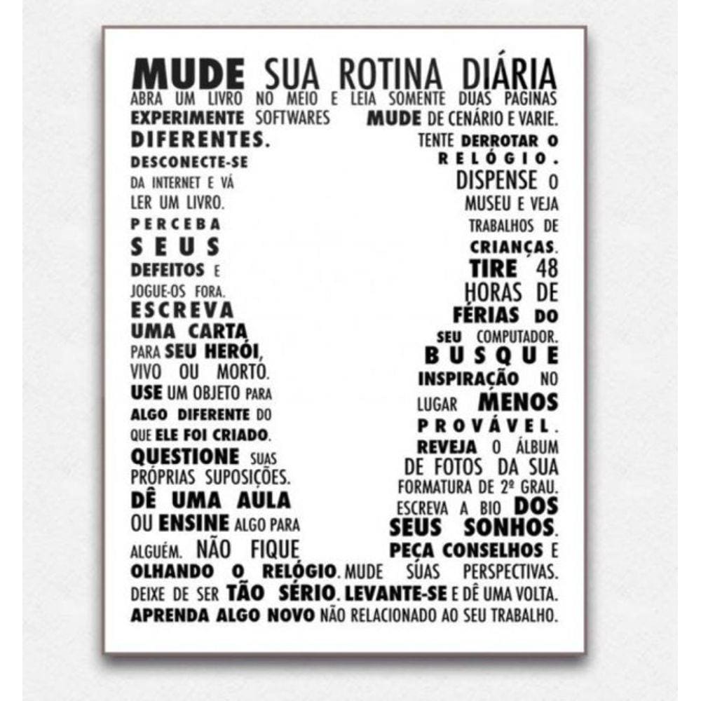 Quadro placa decorativa mdf frases Mude