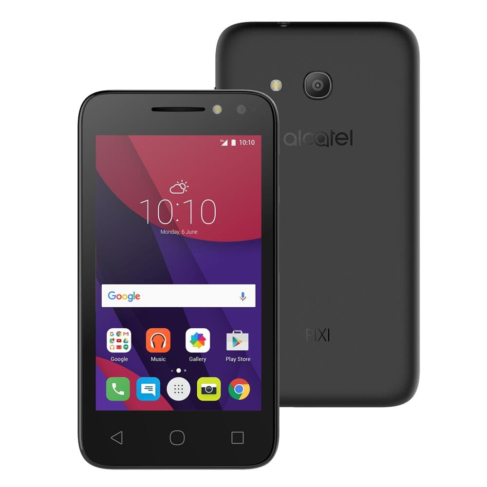 Smartphone Alcatel Pixi 4 2017 Preto com Tela 4”, Câmeras com Flash 8MP+5MP, Memória 8GB, Android 6.0, Dual Chip, 3G e Quad Core
