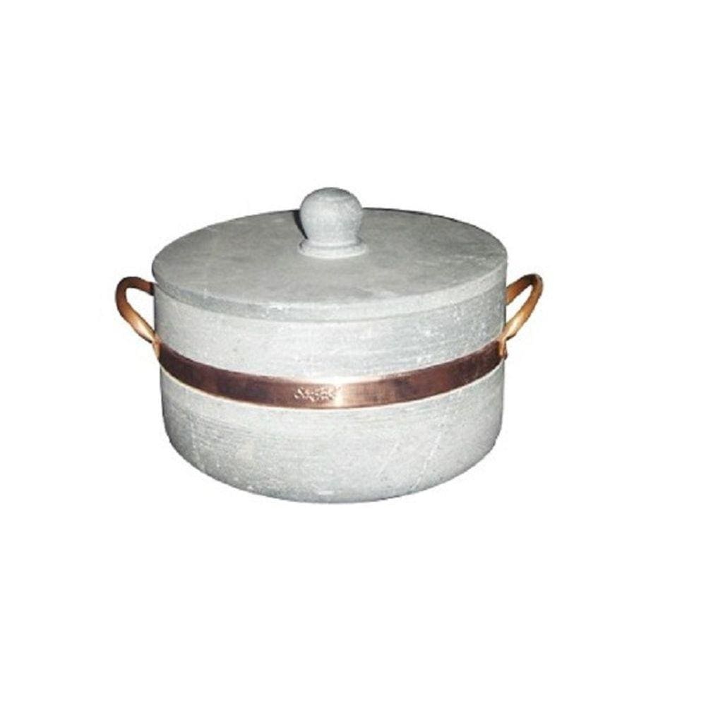 Panela Caçarola De Pedra Sabão Com Alça De Cobre 1,5 Litros