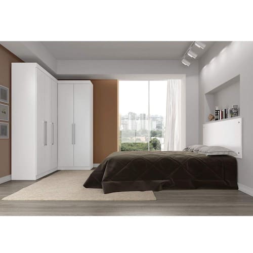 Guarda Roupa Modulado Casal 4 Peças Módena XI Demóbile Branco Menor preço em Guarda Roupa Modulado Casal 4 Peças Módena XI Demóbile Branco