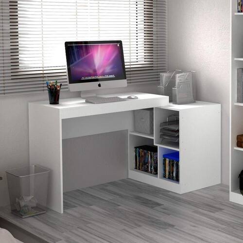 Escrivaninha Multifuncional 2 em 1 com 4 Nichos HO-2904 Home Office Hecol Móveis Branco TX/Branco TX é boa?