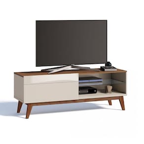 Rack para TV até 55 Polegadas 1 Gaveta Classic Retrô 52cmx146cm Imcal Off White/Freijó