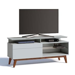 Rack para TV até 55 Polegadas 1 Gaveta Classic Retrô 63,5cmx146cm Imcal Branco Acetinado