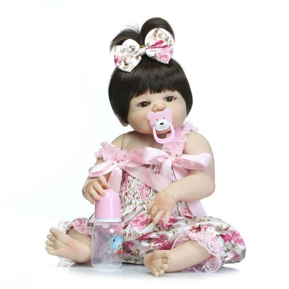 Boneca bebe reborn menina original toda silicone linda 55 cm nova