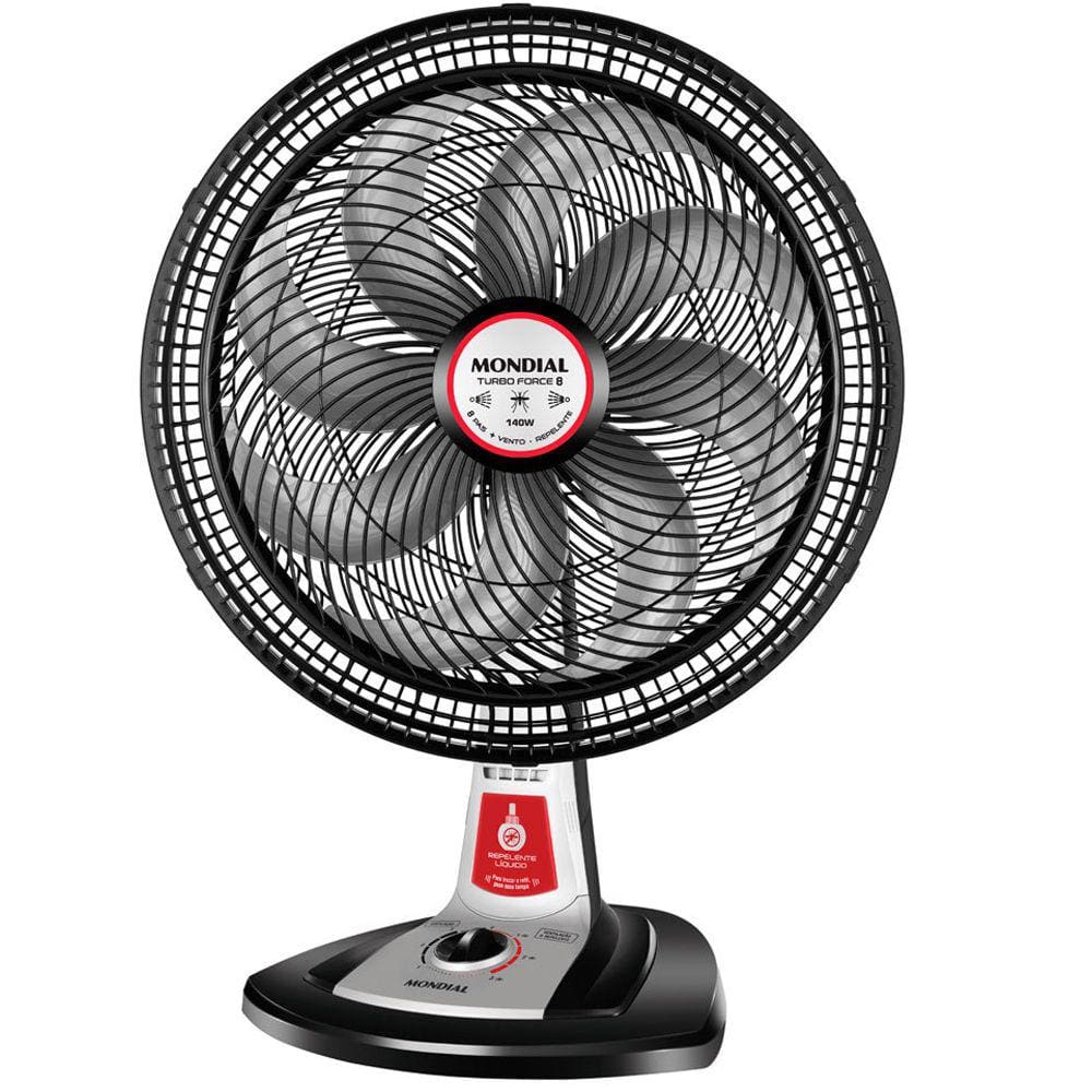 Ventilador Mondial Turbo Tech 40cm Repelente Líquido, Preto