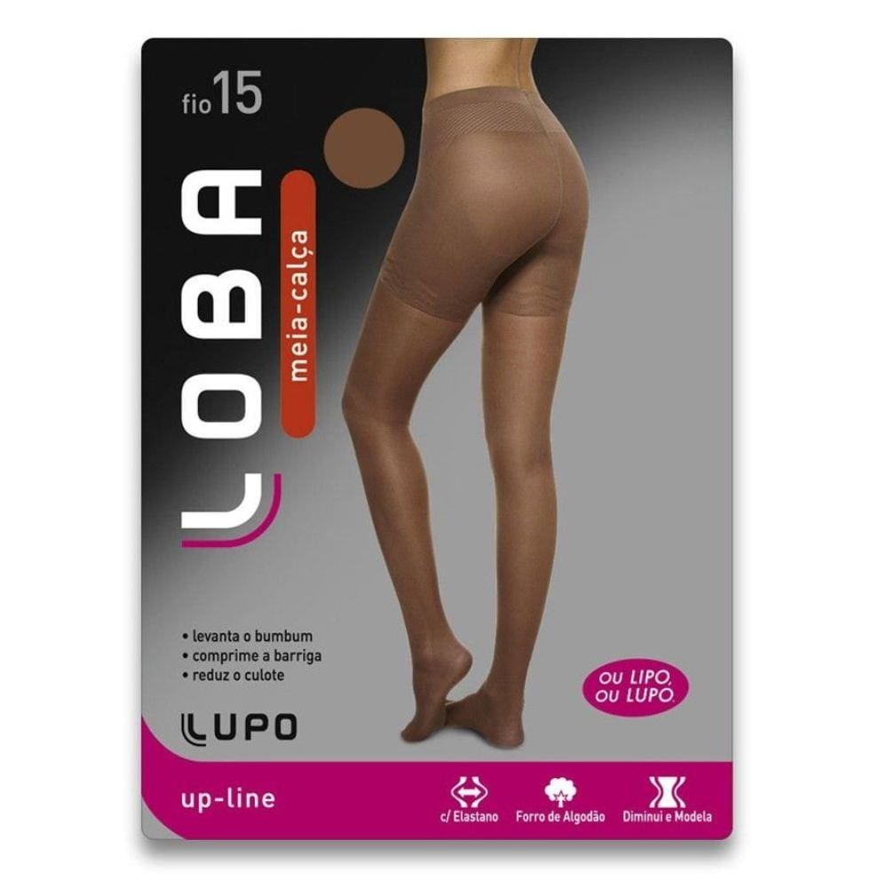 Meia calça feminina up line levanta bumbum fio 15 modeladora Loba Lupo 5895