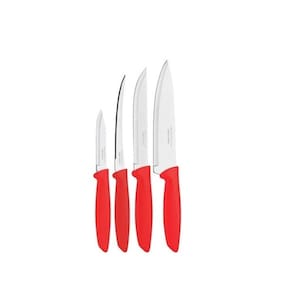 Jogo Faca Aço Inox 4 Peças Plenus Vermelho- Tramontina