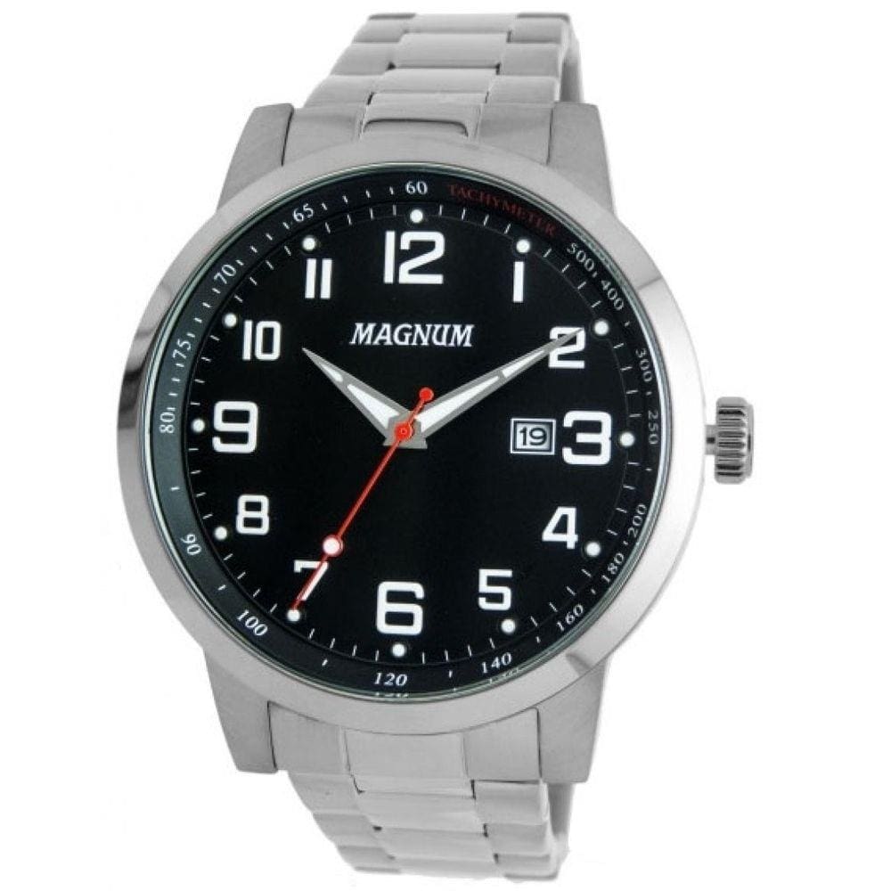 Relógio Magnum Masculino Prata Aço Inox Calendário MA32283Z - Imperial  Relógios