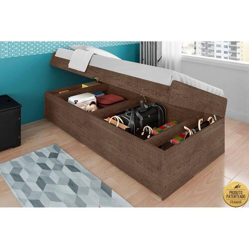 Cama Baú Solteiro Camila Chocolate Framar Menor preço em Cama Baú Solteiro Camila Chocolate Framar